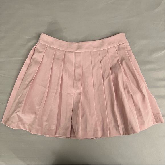 forever 21 pink high waisted pleated skirt with side zip and shorts underneath - Picture 1 of 5